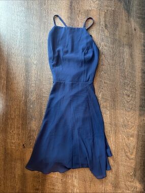 NEW LULUS Women's Navy Slip Dress with Spaghetti Straps and High neck
